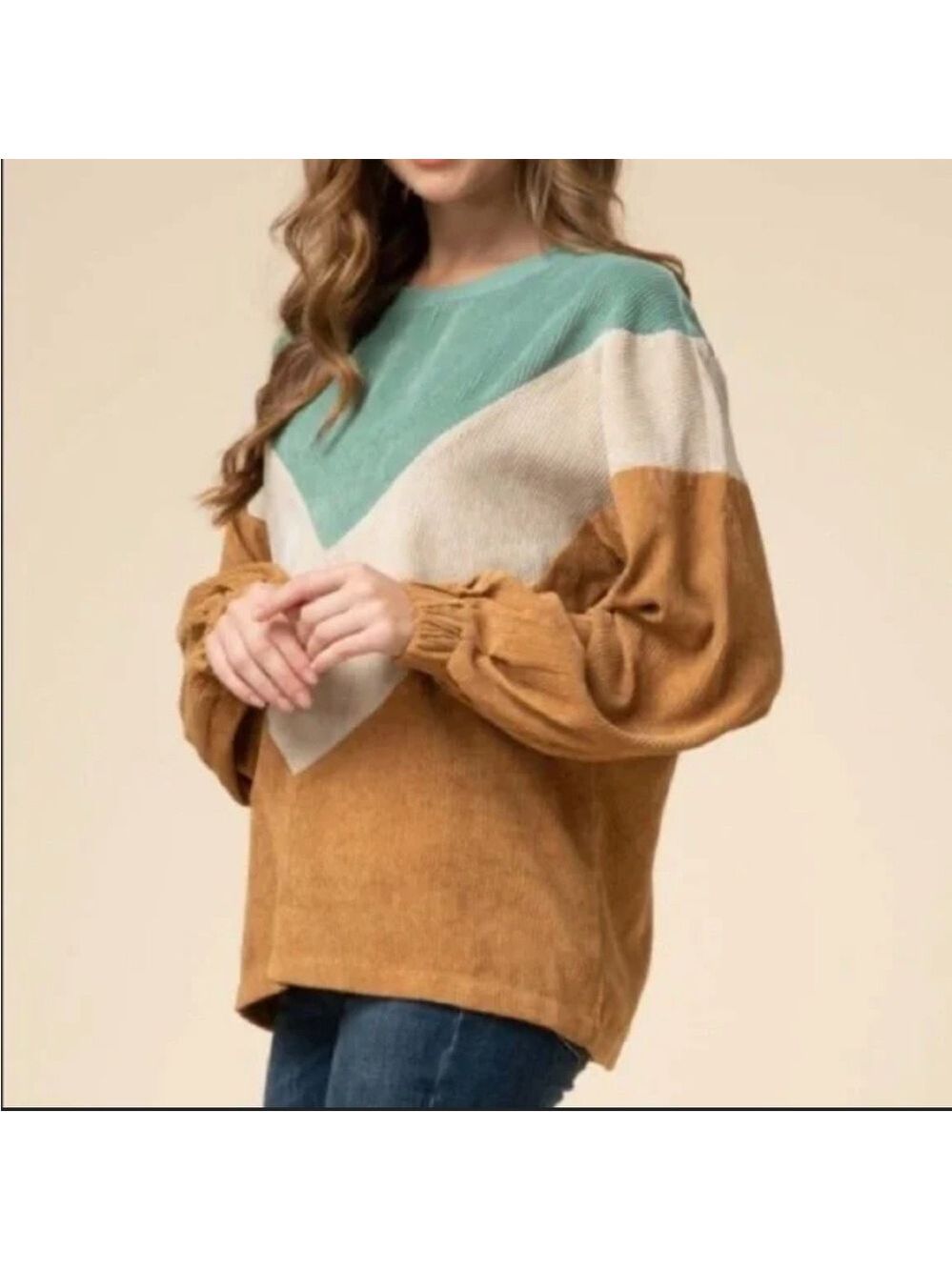 Entro Colorblock Corduroy Pullover Size Small Medium